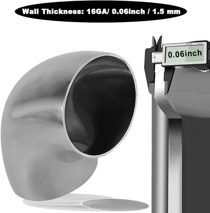 Cotonake OD 2 Inch 90 Degree SS304 Stainless Steel Bend Tube Exhaust Elbow Pipe - Image 3