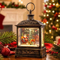 Christmas Snow Globe Lantern Water Glittering Santa Sleigh & Reindeer Scene with Music, USB Lined/Battery Operated Lighted Lantern for Christmas Festival Decoration Gifts by Qualdout