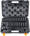 VEVOR Impact Socket Set 1/2" Drive, 33-Piece SAE (3/8 to 1 inch) & Metric (10 to 24 mm) Size, CR-V, 6 Point Standard Deep Socket Set with Extension Bar, Universal Joint, Adapter, Reducer by VEVOR