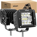 Nilight LED Pods 2Pcs 3 Inch 42W LED Cubes Spot Flood Combo Square Driving Fog Off Road Work Lights for Trucks Pickup Golf Cart SUV ATV UTV 4x4 Van Camper (Pack of 12)