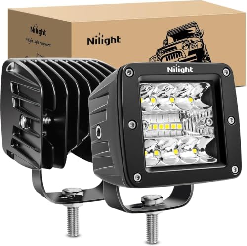 Nilight LED Pods 2Pcs 3 Inch 42W LED Cubes Spot Flood Combo Square Driving Fog Off Road Work Lights for Trucks Pickup Golf Cart SUV ATV UTV 4x4 Van Camper (Pack of 12)