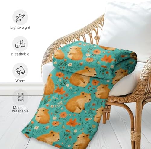 Jekeno Capybara Animals Throw Blanket Gifts for Women Man 50"x60" - Image 5