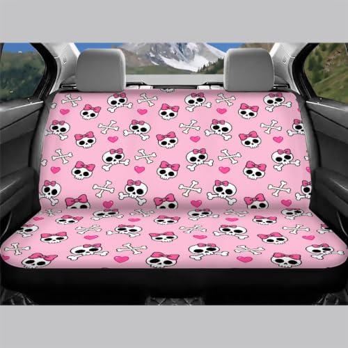 Bow Skull Cars Backseat Covers,Seat Cushion for Rear Seat Non-Slip Car Seat Covers,Auto Car Vehicle Long Rear Bench Seat Cover Protective Cushion Mat