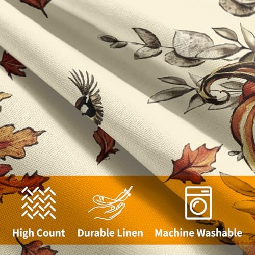Fall Robin Pumpkin Throw Pillow Covers 16x16 Set of 2 Thanksgiving Harvest Maple Leaves Pillow Covers Buffalo Plaid Pumpkin Watercolor Foliage Pillowcase for Kitchen Outdoor Couch Room Decoration - Image 7