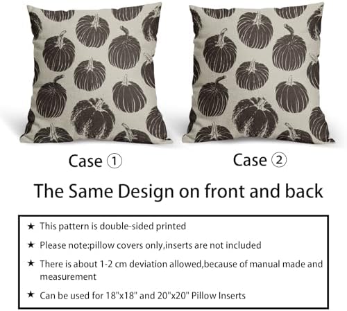 Dark Brown Pumpkin Fall Pillow Covers 16x16 Set of 2 Autumn Harvest Print Thanksgiving Decorative Throw Pillows Outdoor Farmhouse Cushion Case Seasonal Decor for Couch Sofa Bed - Image 6