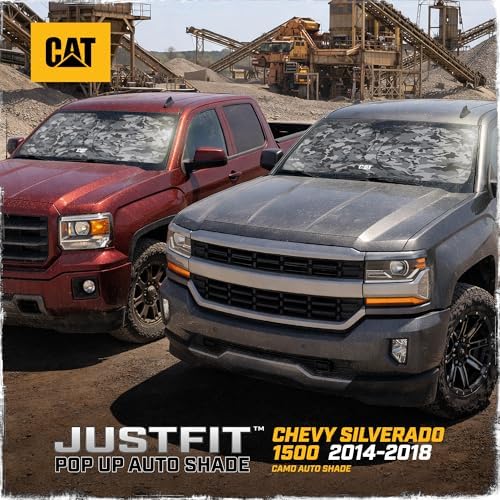 Windshield Sun Shade for Chevrolet Silverado 1500 2014-2018, Foldable Truck Sunshade, Heat Blocker, Front Window Sun Shield, Interior Protection, Keeps Cab Cool, Heavy Duty Truck Accessory-Gray Camo