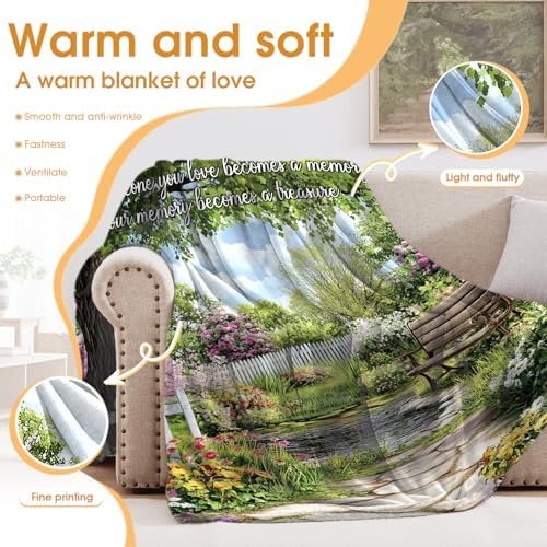 Memory Blanket Memorial Gifts Sympathy Bereavement Throw Garden Flowers Trees Floral Gifts for Women Men Wife Dad Mom Christmas Sisters Female Friends Streams Lakes Paths Blanket 50"x60" - Image 3
