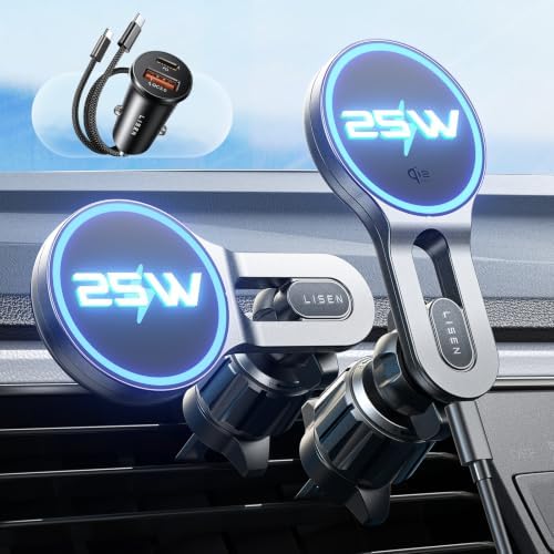 LISEN for Qi2.2 25W MagSafe Car Mount Charger for iPhone 18 Pro Max, Car Vent Magnetic Car Charger Stable Qi2 Wireless Charging Car Charger Mount Holder,Car Mount,Car Vent Mount for iPhone 18 17 16