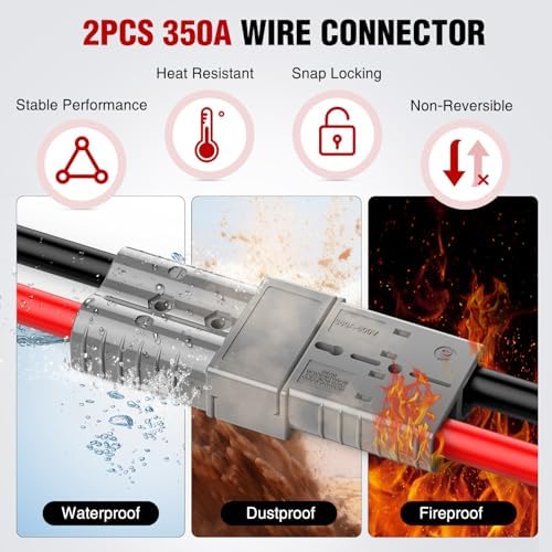 Nilight 350AMP 2/0AWG Anderson Connector 12V-36V Battery Quick Connect Kit