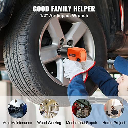 VEVOR Air Impact Wrench, 1/2" Drive Air Impact Gun Up to 880ft-lbs Nut-busting Torque, 7500RPM Lightweight Pneumatic Tool for Auto Repairs and Maintenance - Image 6