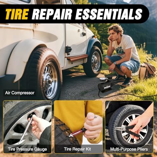 Nilight Car Emergency Kit with Jumper Cable, First Aid Kit Safety Assistance Tools for Travel Camping Outdoor Cars Truck SUV RV, Roadside Essentials with Flash Light