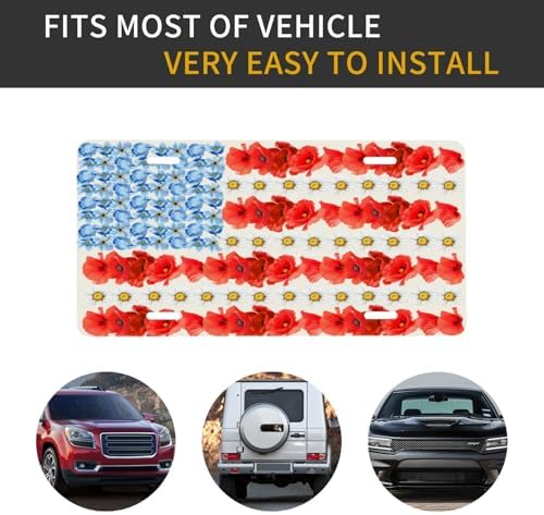 Poppy American Flag Front License Plate 6" * 12" for Women