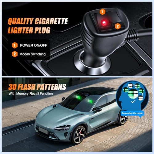 Nilight 16LED Green White Dash Strobe Light Cigarette Lighter Plug