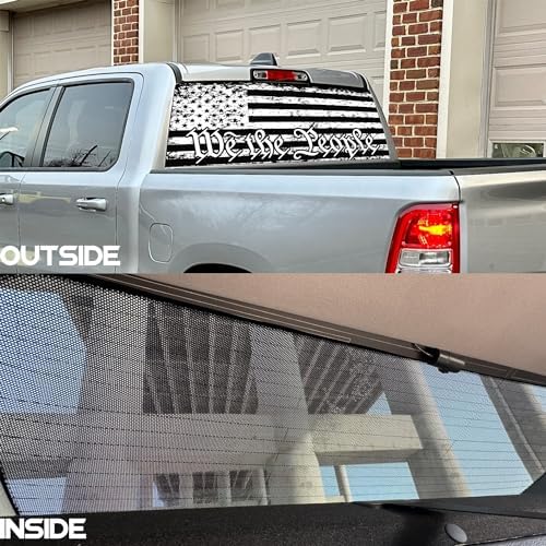American Flag Rear Window Decal for Truck,We The People Black Flag Truck Rear Window Decal,American Flag Decals for Truck Car SUV (65x17in)