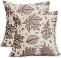 Burgundy Red Fall Pillow Covers 20x20 Set of 2 Cream Maple Leaf Print Autumn Colored Harvest Decorative Outdoor Pillowcases Farmhouse Seasonal Throw Cushion Case Decor for Home Couch Sofa Bed by Aytipun