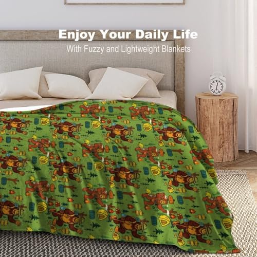 Socira Big Camping Foot Monkey Blanket Throw Blanket Big Camping Foot Monkey Gifts for Women Men Soft Sofa Throws for Travel Camping Bed Home Decor Car Birthday Gift 50"*60"（130 * 150cm） - Image 6
