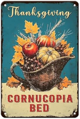 Fall Sign Pumpkin Vintage Tin Sign Thanksgiving Decor 8x12Inch by Unknown