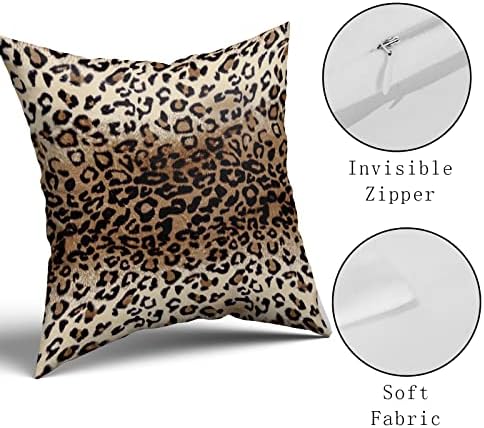 Brown Leopard Pillow Cover 22x22 Inches Cheetah Throw Pillows Set of 2 Soft Cotton Leopard Print Decorative Throw Pillow Covers for Home Couch Sofa Bedroom Livingroom - Image 3