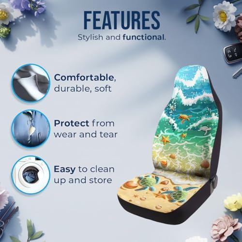 GENANY Hawaiian Car Seat Covers, 2-Piece Front Seat Set