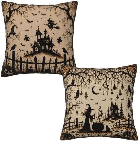 Halloween Witch Throw Pillow Covers 18x18 inch Set of 2 by Mshutbna