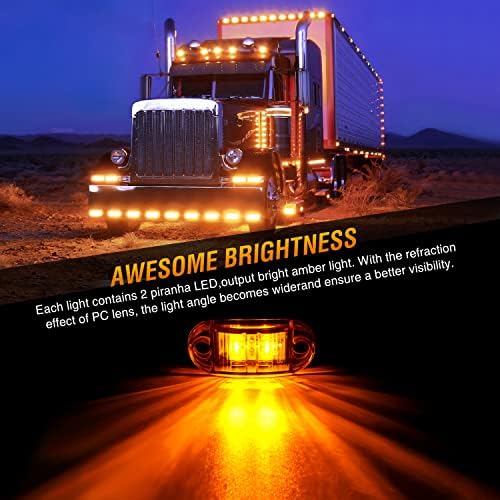Nilight 2.5" Oval Side Marker Light 20PCS Amber 2 Diodes Clearance Lights