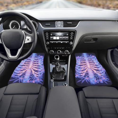 Floral Ribcage Skeleton Car Mats Set