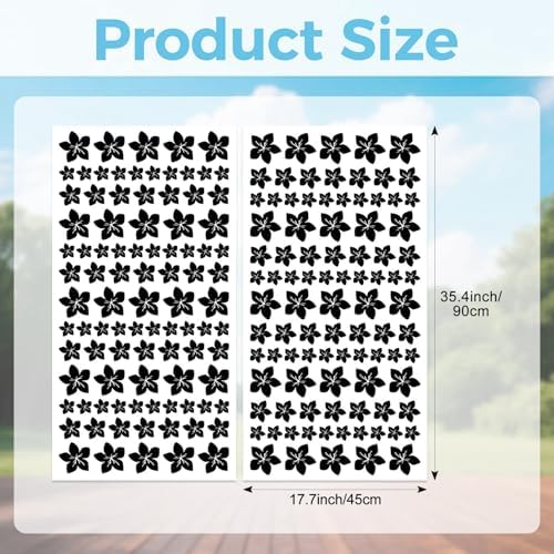 Rear Window Decal, Floral Personalized Creative for Side Window Glass, Matte Black PVC Flower Vinyl Sticker 2 Pcs