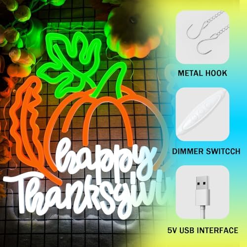 Happy Thanksgiving Neon Sign for Thanksgiving Decoration Pumpkin Neon Sign Happy Thanksgiving Light for Door Wall Art Window Home Party - Image 4