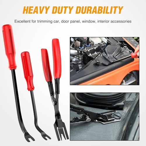 GOOACC 330Pcs Trim Removal Tool, Auto Push Pin Bumper Retainer Clip Set Fastener Terminal Remover Tool Adhesive Cable Clips Pry Kit Car Panel Radio Removal Auto Clip Pliers, Red - Image 3