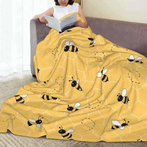 Funny Bees Honey Yellow Bumblebee Beehive Throw Blanket Flannel Fleece Autumn Lightweight Soft Fuzzy Cozy Couch Bed Blanket Fall Decor Thanksgiving Gifts Kids Adult 60"x50" - Image 4