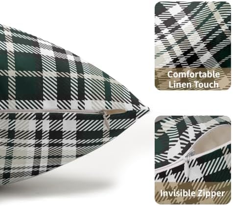 Christmas Plaid Lumber Pillow Covers 12x20 Set of 2 Green Highly Absorbent - Image 5