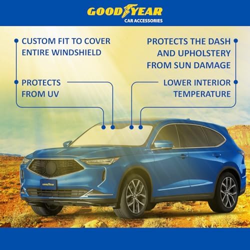 Goodyear Foldable Windshield Sunshade for Acura MDX 2022-2026, Car Accessories, Sunshade Cover, Sun Shade Car Windshield, Window Sun Blocker - GY008218