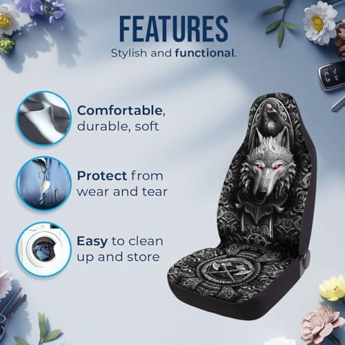 GENANY Viking Car Seat Covers, 2-Piece Front Seat Set