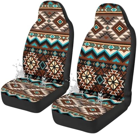 Southwest Aztec Car Seat Covers Waterproof Front Seat Covers 2 Pcs Easy Installation Breathable Front Seat Cover Protection Interior Accessories Universal for Auto Truck Van SUV