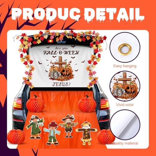 Suncalla Halloween Religious Christian Trunk or Treat Car Decorations Autumn Fall Are You Fall-o-ween Jesus Scarecrow Archway Garage Decor for Car Archway Trunk Exterior Halloween Party Supplies Decor - Image 3