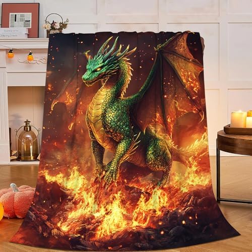 Dragon Throw Blanket Fleece Flannel Stuff Plush Gifts Decor 40"X50" - Image 2