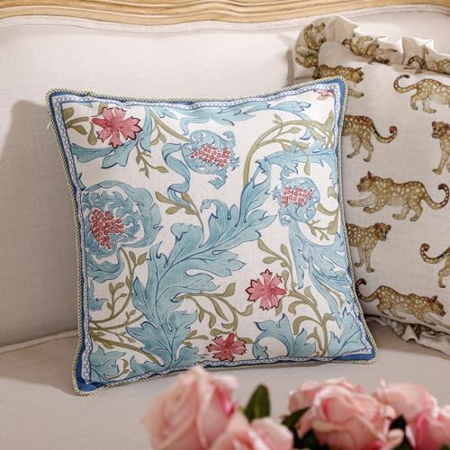 patdrea Designer Vintage Blue Throw Pillow Cover,18"x18" - Image 2