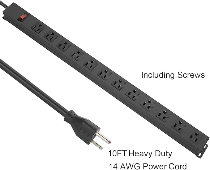 HHSOET Metal Wall Mount Power Strip, Mountable Power Outlet - Image 4