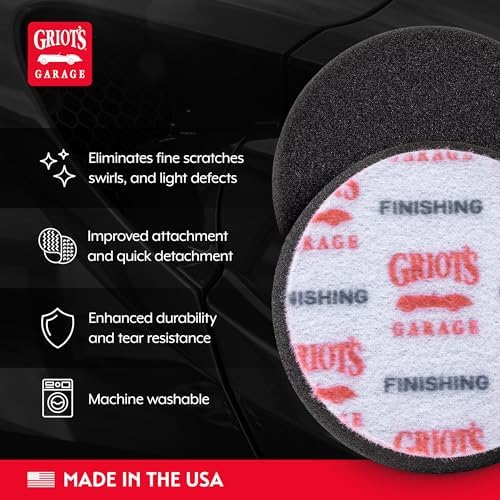 Griot's Garage 3" Black Foam Finishing Pads for Car Polishing and Detailing, Buffing Pads for Paint Correction and Sealant Application, 11274, Set of 3 - Image 3