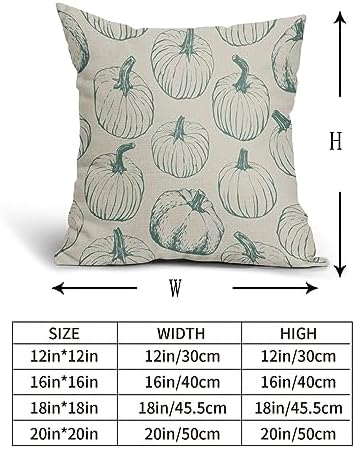 Fall Pillow Covers 18x18 Set of 2 Light Blue Pumpkin Autumn Themed Thanksgiving Harvest Print Decorative Throw Pillows Outdoor Pillowcase Linen Cushion Case Decor for Sofa Couch Bed - Image 5