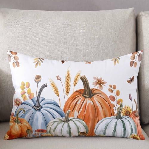 Pillow Covers 20x26 Inch - Standard Fall Thanksgiving Pumpkin Rustic Sunflower Botanical Leaves Soft Brushed Microfiber Pillowcases with Hidden Zipper Closure Bed Pillow Shams for Bedroom Sofa Car - Image 2