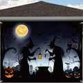 Preboun Halloween Garage Door Cover Banner Decor Witch Silhouette 7 x 9 ft by Preboun