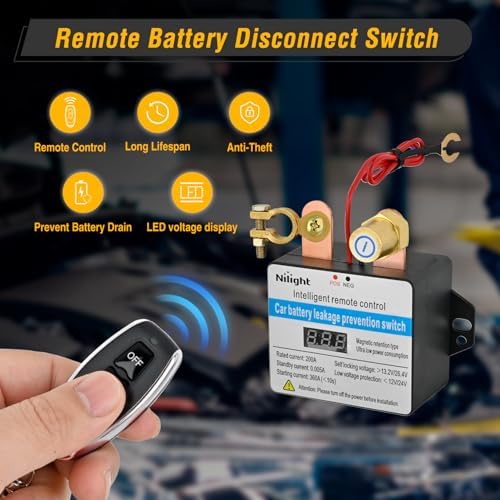 Nilight Remote Battery Disconnect Switch 12V 24V 360A w/Voltmeter Display
