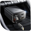 LISEN Retractable Car Charger USB C [Upgraded Dual Type C] 75W Fast 4 in 1 Car Charger for iPhone 17, Gifts for Him Her Men Women, Carbon Black