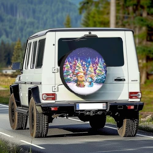 Spare Tire Cover, Weatherproof Wheel Cover with Christmas Reindeer Print, Universal for Trailer RV SUV Truck Camper Accessories 14" 15" 16" 17" 18", (16" Fits Tire Diameter 29.6"-31.5")