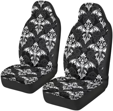 Halloween Bat Car Seat Covers 2 Pcs Breathable Front Seat Cover Stretch Polyester Fabric Cover Easy to Install Car Accessories Universal for Cars Truck SUV Van