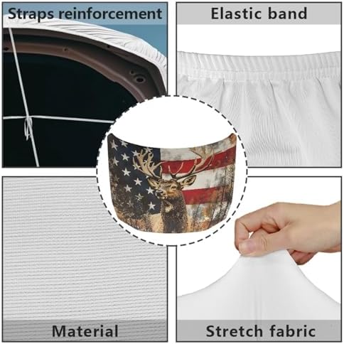 Stars and Stripes Elk Car Hood Cover Banner Car Bonnet Protection Cover Elastic Fabrics Polyester，Can be Washed Auto Decoration