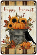 Fall Sign Thanksgiving Day Vintage Tin Sign Happy Harvest 8x12Inch by Unknown