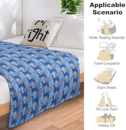 Socira Blue Funny Dachshunds Dog Blanket Throw Blanket Blue Funny Dachshunds Dog Gifts for Women Men Soft Sofa Throws for Travel Camping Bed Home Decor Car Birthday Gift 40"*50" （100 * 130cm） - Image 7