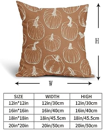 Fall Pumpkin Pillow Covers 18x18 Set of 2 Autumn Themed Thanksgiving Harvest Burnt Orange Print Decorative Throw Pillows Outdoor PillowCase Farmhouse Linen Cushion Case Decor for Home Sofa Couch Bed - Image 5